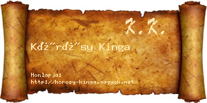 Kőrösy Kinga névjegykártya